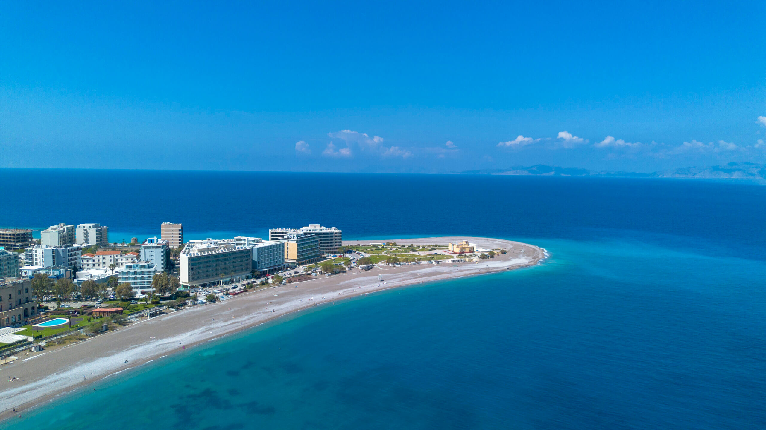 Rhodes island town Elli beach a popular summer tourist destinati
